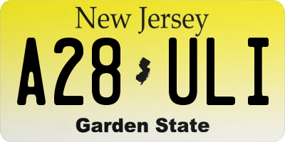 NJ license plate A28ULI