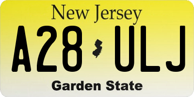 NJ license plate A28ULJ