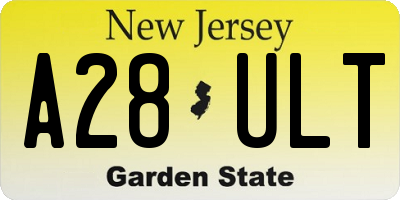 NJ license plate A28ULT