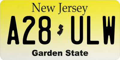 NJ license plate A28ULW