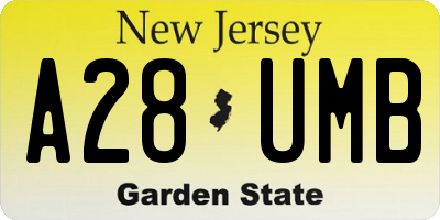 NJ license plate A28UMB