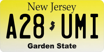 NJ license plate A28UMI