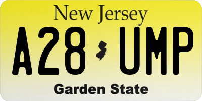 NJ license plate A28UMP