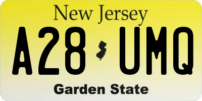 NJ license plate A28UMQ