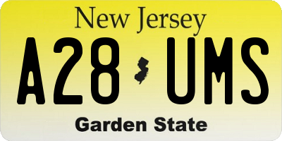 NJ license plate A28UMS