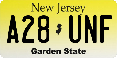 NJ license plate A28UNF
