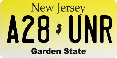 NJ license plate A28UNR
