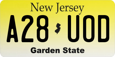 NJ license plate A28UOD