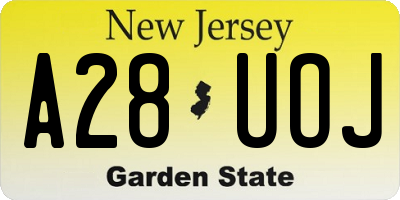NJ license plate A28UOJ
