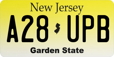 NJ license plate A28UPB