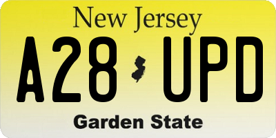 NJ license plate A28UPD