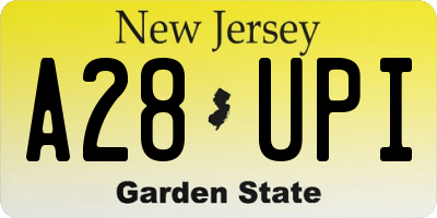 NJ license plate A28UPI