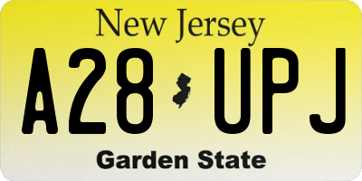 NJ license plate A28UPJ