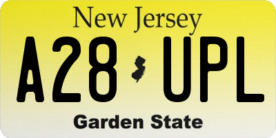 NJ license plate A28UPL