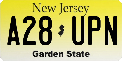 NJ license plate A28UPN
