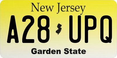 NJ license plate A28UPQ