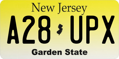 NJ license plate A28UPX