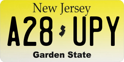 NJ license plate A28UPY