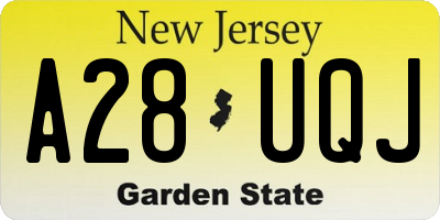 NJ license plate A28UQJ