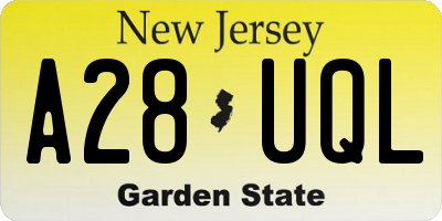 NJ license plate A28UQL