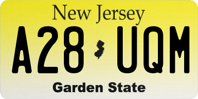 NJ license plate A28UQM