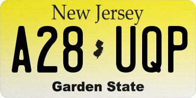NJ license plate A28UQP