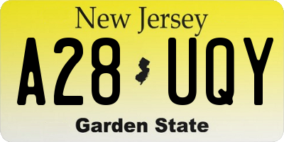 NJ license plate A28UQY