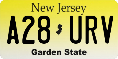 NJ license plate A28URV