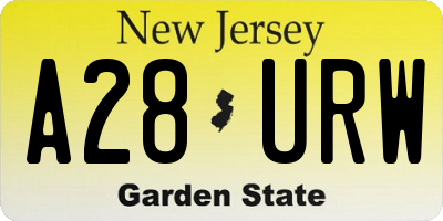 NJ license plate A28URW