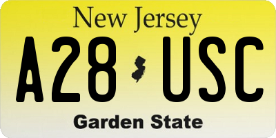 NJ license plate A28USC
