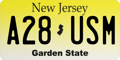 NJ license plate A28USM