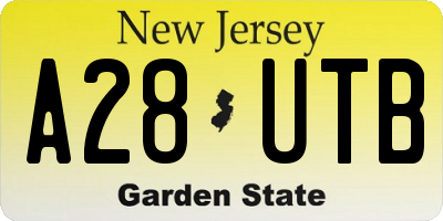 NJ license plate A28UTB
