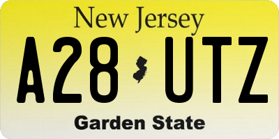 NJ license plate A28UTZ