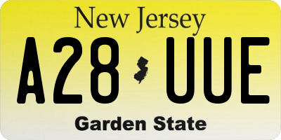 NJ license plate A28UUE