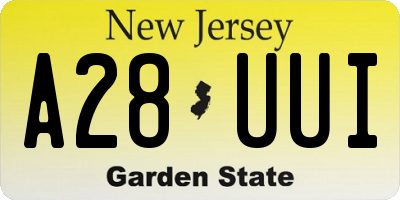 NJ license plate A28UUI