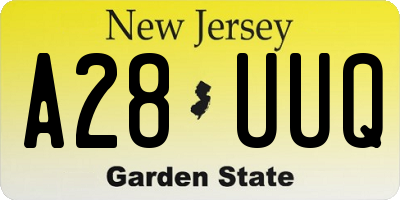NJ license plate A28UUQ