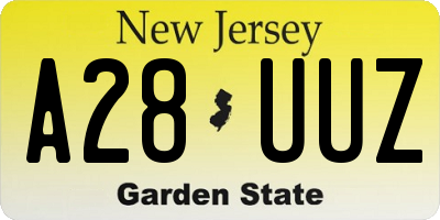 NJ license plate A28UUZ