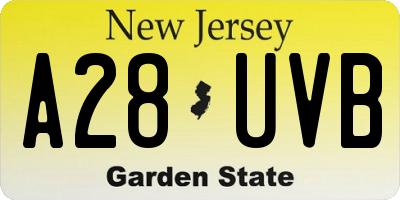 NJ license plate A28UVB