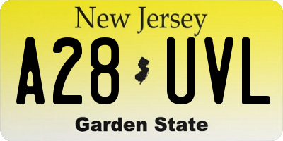 NJ license plate A28UVL
