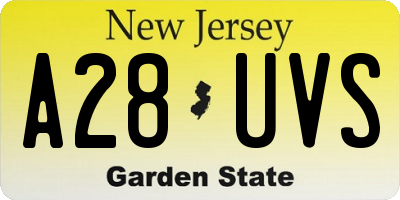 NJ license plate A28UVS