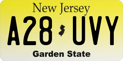 NJ license plate A28UVY