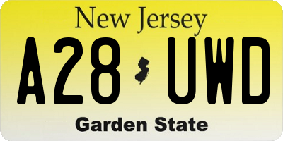 NJ license plate A28UWD