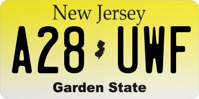 NJ license plate A28UWF