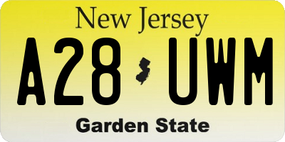 NJ license plate A28UWM