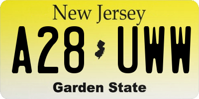 NJ license plate A28UWW