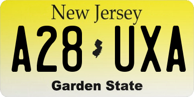 NJ license plate A28UXA