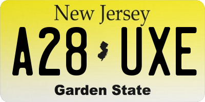 NJ license plate A28UXE