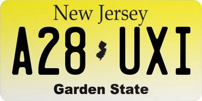 NJ license plate A28UXI