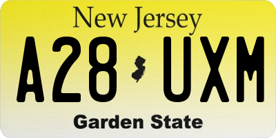 NJ license plate A28UXM