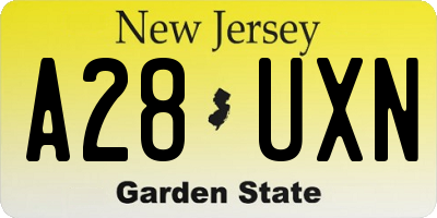NJ license plate A28UXN